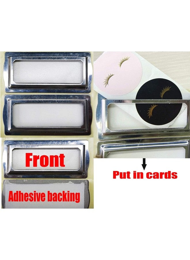 wootile Self Adhesive Metal Bookplates For Books Cards 10Pcs Horizontal Clip Label Holders-Metal Drawer Tag Label Holder Silver Bookplates Metal Frame For Office Library Book File Cabinet Card Tag Label Plate  - Image 3