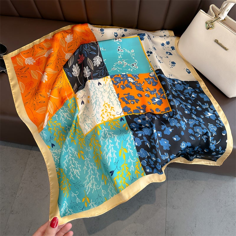 Spring and Summer Cartoon Cute Silk Scarf Small Square Silk 70cm Scarf Women's Korean Style Cat Hair Belt Decorative Headscarf  - Image 5