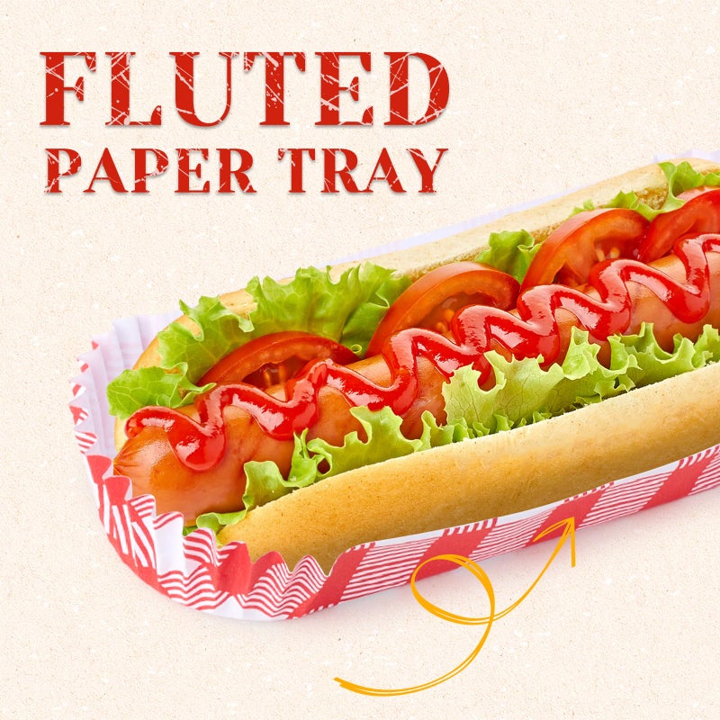 ZORRITA 300 Pcs Paper Hot Dog Trays, Small Disposable Hot Dog Boats Fluted to Go Food Holders for Concession Stand, Party, Food Truck (Red) - Image 3