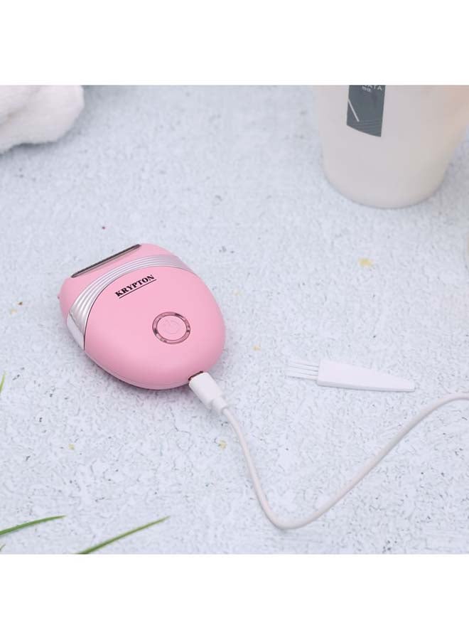 KRYPTON 2-in-1 Cordless Rechargeable Lady Shaver – Facial & Body Hair Removal, Wet & Dry Use, USB Charging, Bikini & Underarm Trimmer Pink 450grams - Image 3