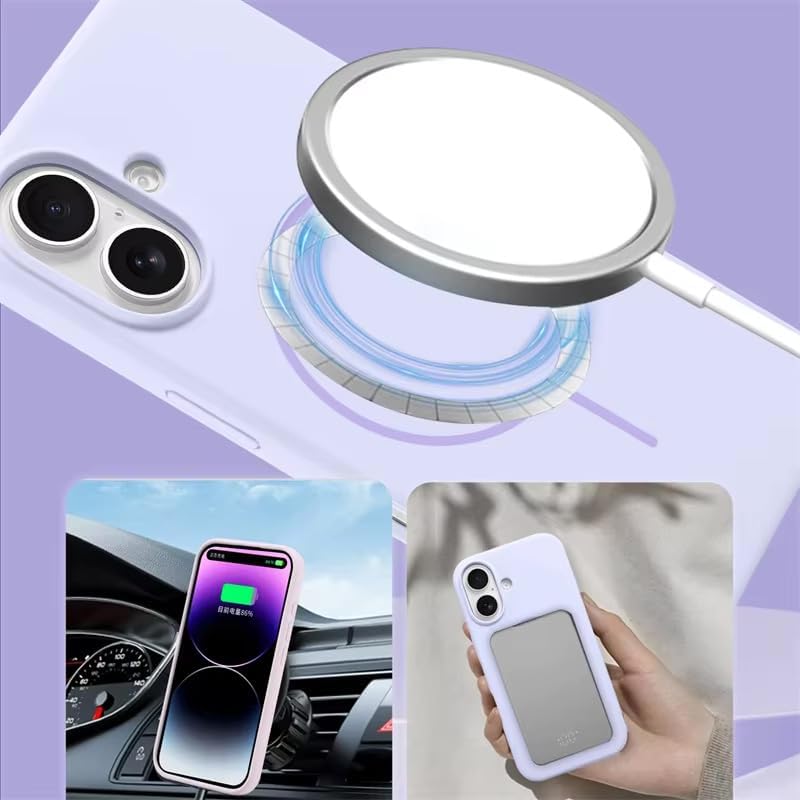 سيليكون غطاء سيليكون مغناطيسي فاخر لهاتف آيفون 17 أزرق سماوي متوافق مع سلسلة آيفون - مقاوم للصدمات، نحيف، ناعم الملمس، مع دعم الشحن اللاسلكي المغناطيسي - Image 4