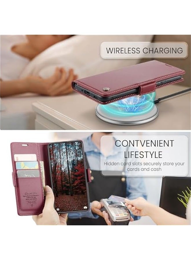 XIAOMI 14 RFID Blocking Flip Case with Card Holder - Red - Image 4