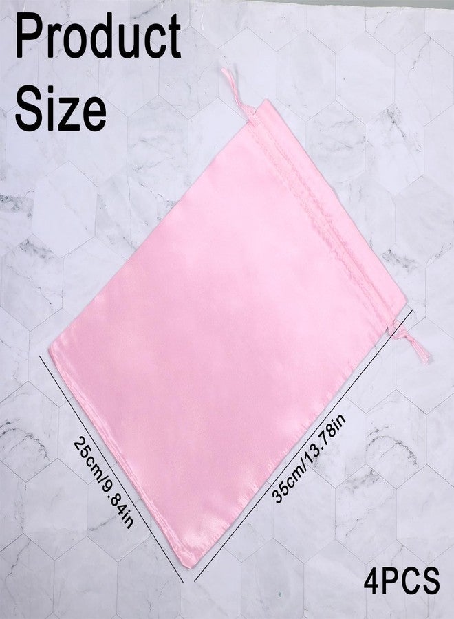 Aysatogc 4PCS Satin Bags with Drawstring, Pink Wig Bags Storage Soft Hair Packaging Bag Travel Bag & Large Storage for Multiple Wigs, Bundles, Extensions, Salon Use (Pink) - Image 3