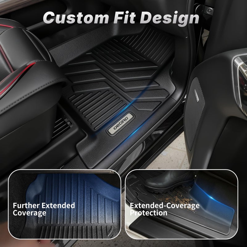 OEDRO Upgraded Floor Mats Fit for 2012-2018 Dodge Ram 1500/2500/3500 Crew Cab, 2019-2024 Dodge Ram 1500 Classic Crew Cab, TPE All-Weather, 1st and 2nd Row: Full Set Liners, Black - Image 4