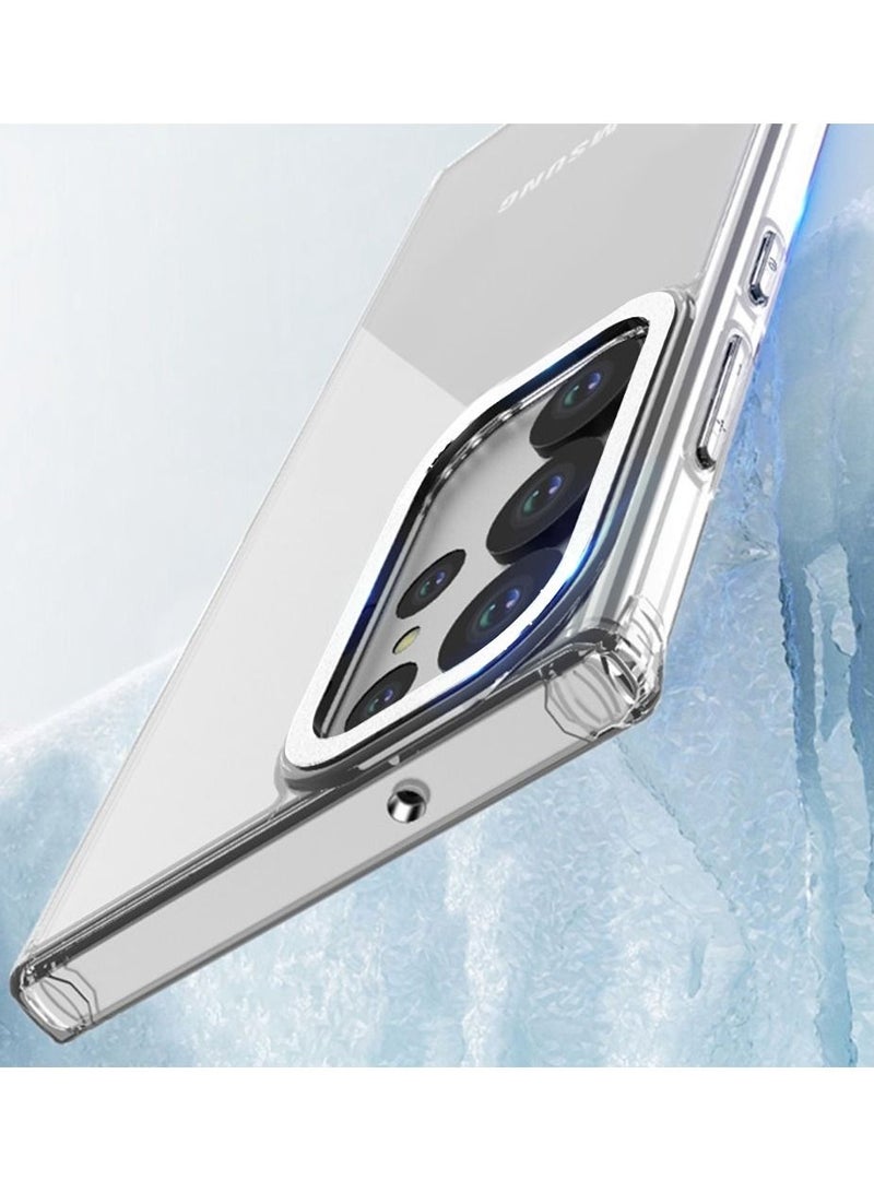 CATANES Samsung Galaxy S23 Ultra Clear Case Shockproof Slim Anti-Yellow Hybrid Hard PC+ TPU Cover Metal Camera Lens Frame  - Image 4