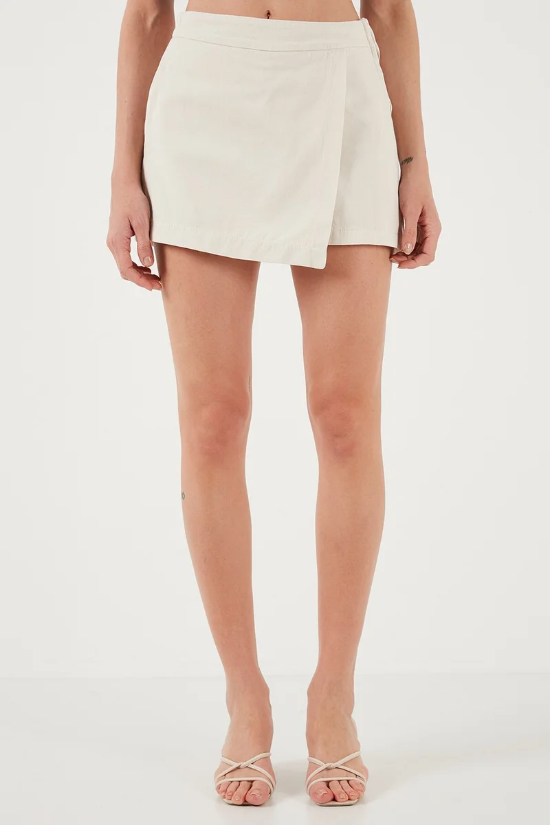ليلا Cotton Zippered Asymmetrical Mini Shorts Skirt Women's SHORTS SKIRT 668YP4411