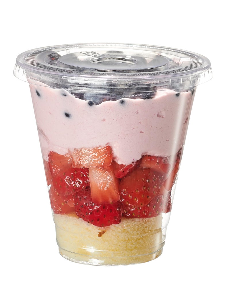 GUSTO 12 oz  50 Count Clear Plastic Cups With Flat Lids No Hole Fruit Cups with Lids for Party  Perfect for Smoothies Milkshakes and ToGo Beverages  Formerly Comfy Package