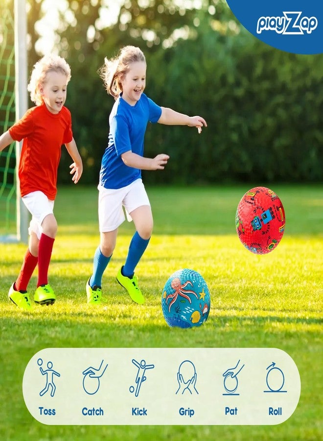 PlayZap 2 Pack Playground Balls for Toddlers, Kickballs for Kids 3-12, 8.5" Rubber Bouncy Balls with Pump, Indoor & Outdoor Dodgeball Toys for Boys & Girls Gifts, Red Blue - Image 3