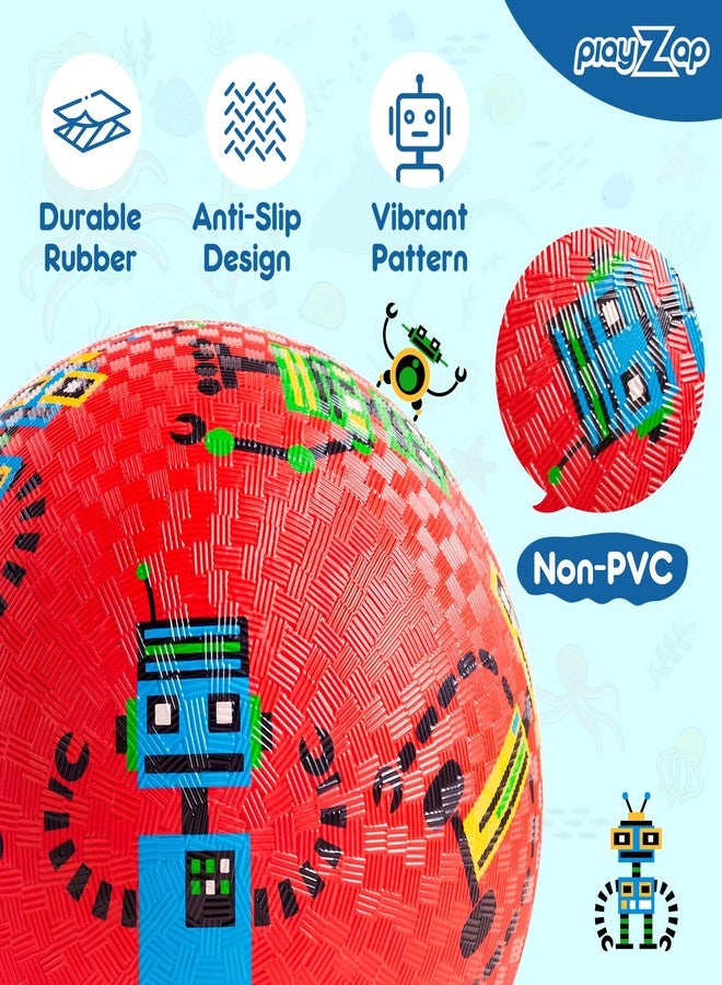 PlayZap 2 Pack Playground Balls for Toddlers, Kickballs for Kids 3-12, 8.5" Rubber Bouncy Balls with Pump, Indoor & Outdoor Dodgeball Toys for Boys & Girls Gifts, Red Blue - Image 4