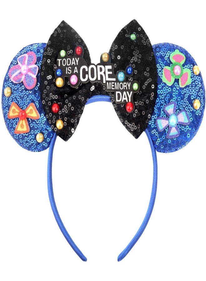 ETLUK Mouse Ears Headband, Sequin Bow Blue Headband for Women Girls Adult, Parks Ears for Cosplay Accessories Party Decorations - Image 1