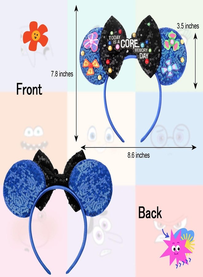 ETLUK Mouse Ears Headband, Sequin Bow Blue Headband for Women Girls Adult, Parks Ears for Cosplay Accessories Party Decorations - Image 2