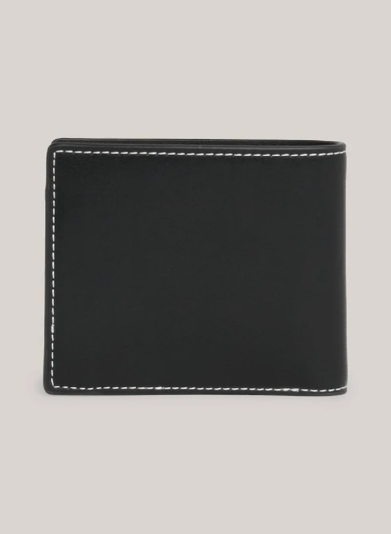 TOMMY JEANS Men's Heritage Bifold Small Credit Card Wallet -  Recycled leather mix, Black