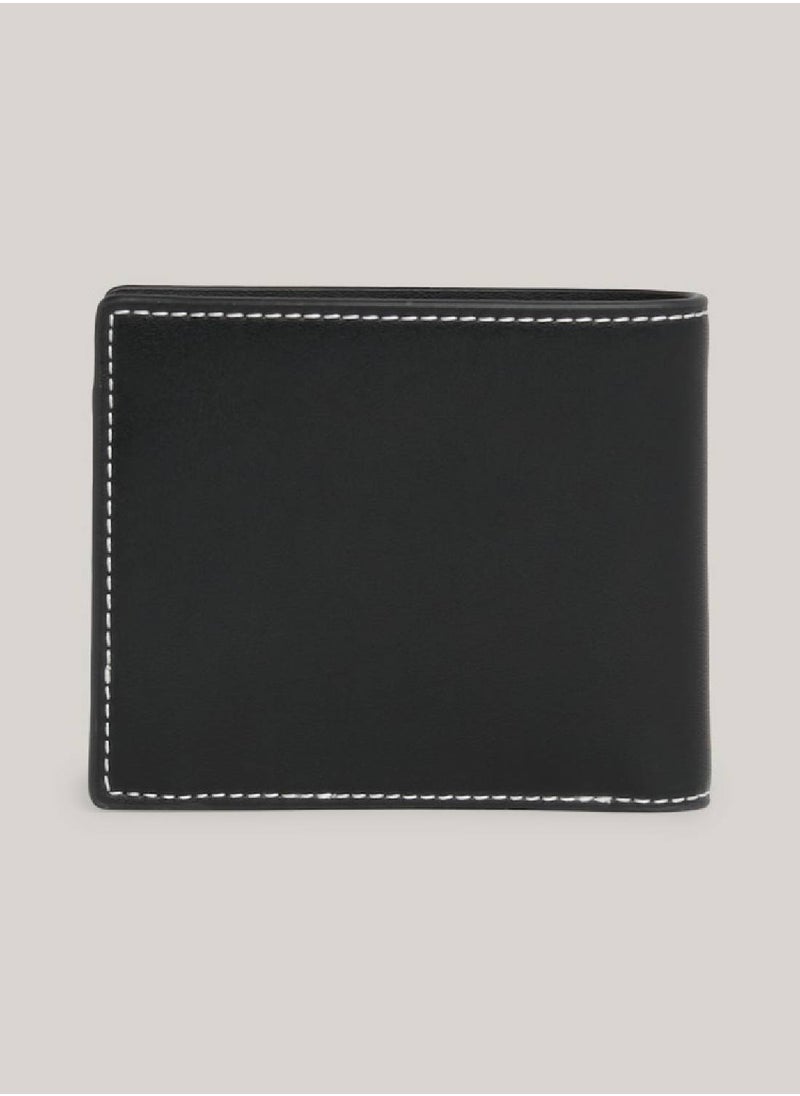 TOMMY JEANS - Men's Heritage Bifold Small Credit Card Wallet -  Recycled leather mix, Black - Image 1