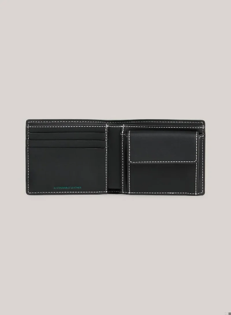 TOMMY JEANS Men's Heritage Bifold Small Credit Card Wallet -  Recycled leather mix, Black