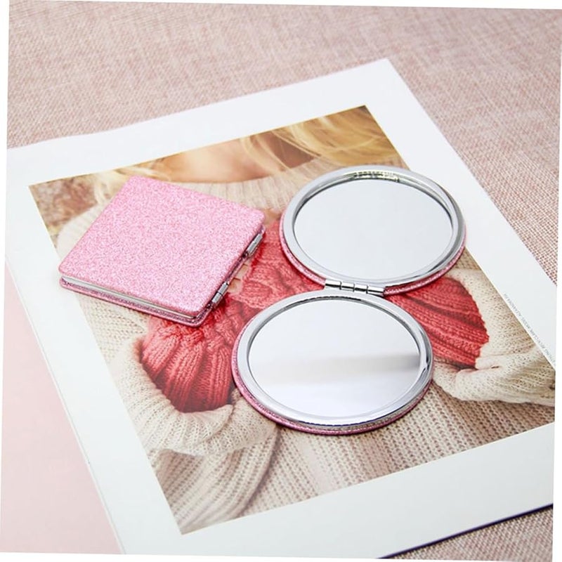 DOITOOL Folding Handheld Compact Mirror Double Sided 80mm Round Pink Portable Pocket Mirror - Image 5