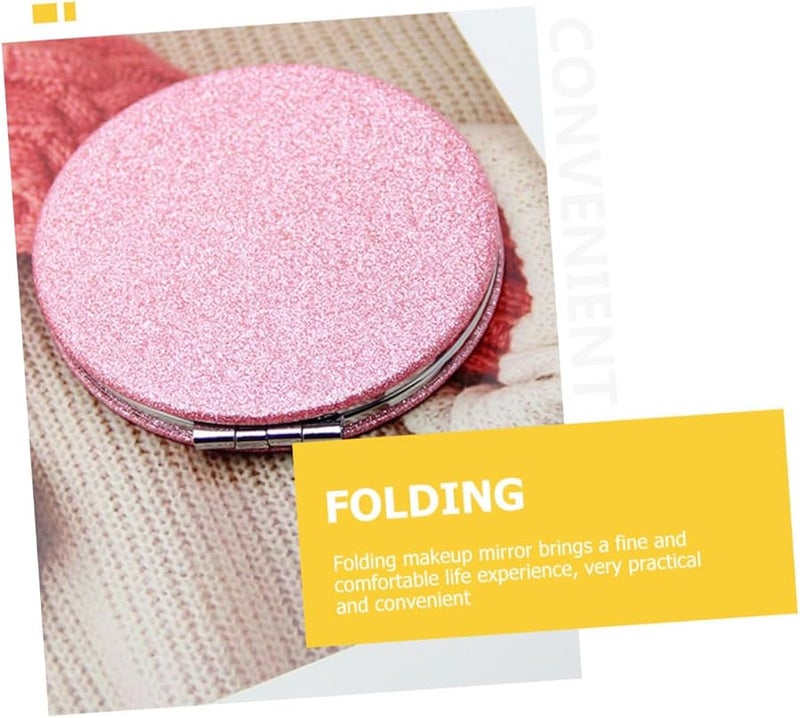 DOITOOL Folding Handheld Compact Mirror Double Sided 80mm Round Pink Portable Pocket Mirror - Image 3