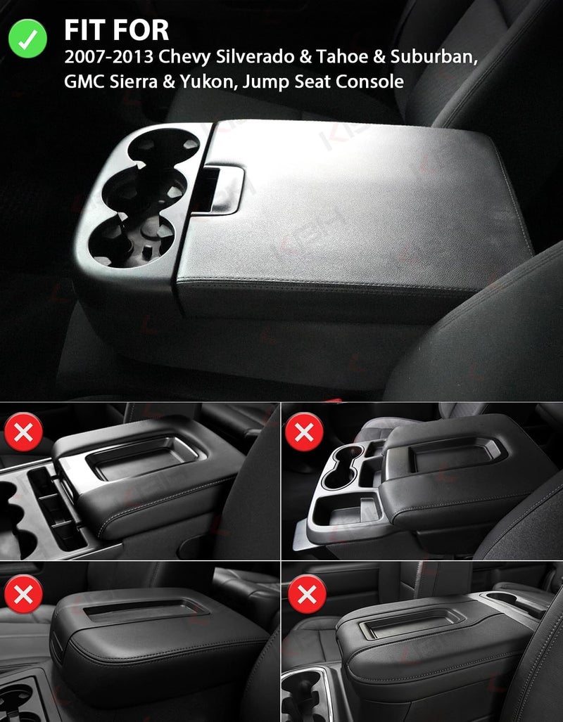 KBH Center Console Armrest Cover for Chevrolet Silverado Tahoe Suburban & GMC Sierra Yukon 2007-2013, Vinyl Leather Car Armrest Cushion, Jump Seat, Anti-Scratch, Beige - Image 2