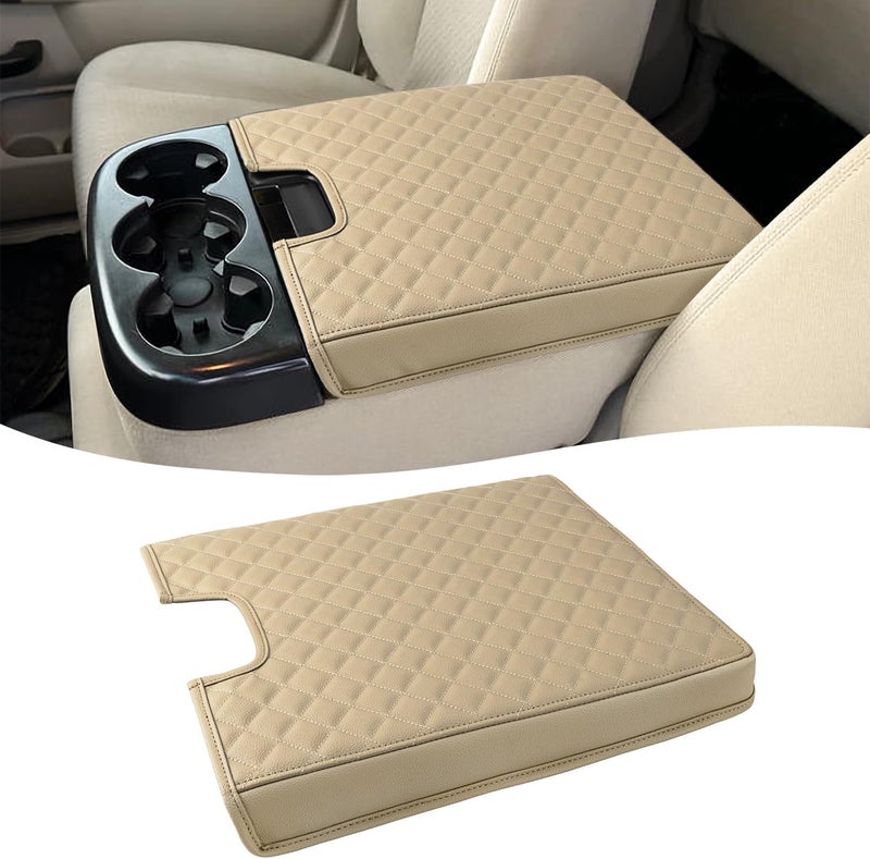 KBH Center Console Armrest Cover for Chevrolet Silverado Tahoe Suburban & GMC Sierra Yukon 2007-2013, Vinyl Leather Car Armrest Cushion, Jump Seat, Anti-Scratch, Beige - Image 1