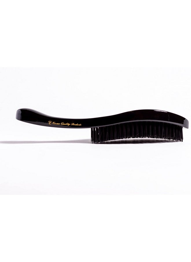 Crown Quality Products - Original Contour 360 Wave Brush - Hard Flex Bristles (Black, Gold) Hairbrush - Image 1
