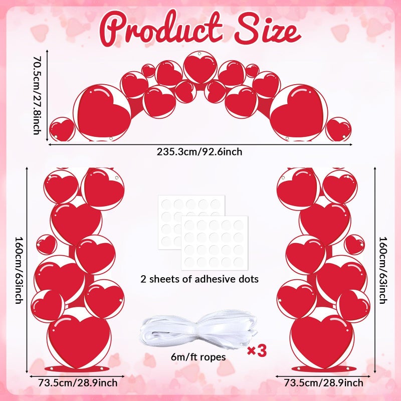 Wiooffen 3Pcs Valentine's Day Door Banner Decoration Love Heart Banner Decoration Happy Valentine's Day Hanging Welcome Sign Valentine Door Cover Porch Sign for Home Party School Office Indoor Outdoor Decor - Image 2