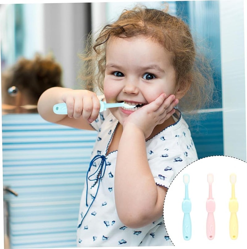 3PCS Cartoon Elephant Baby Toothbrush Set Soft Bristles For Kids Oral Care - Image 4