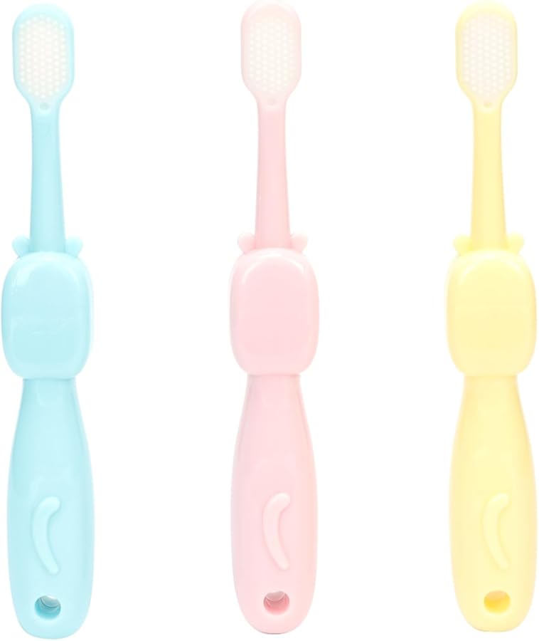 3PCS Cartoon Elephant Baby Toothbrush Set Soft Bristles For Kids Oral Care - Image 2
