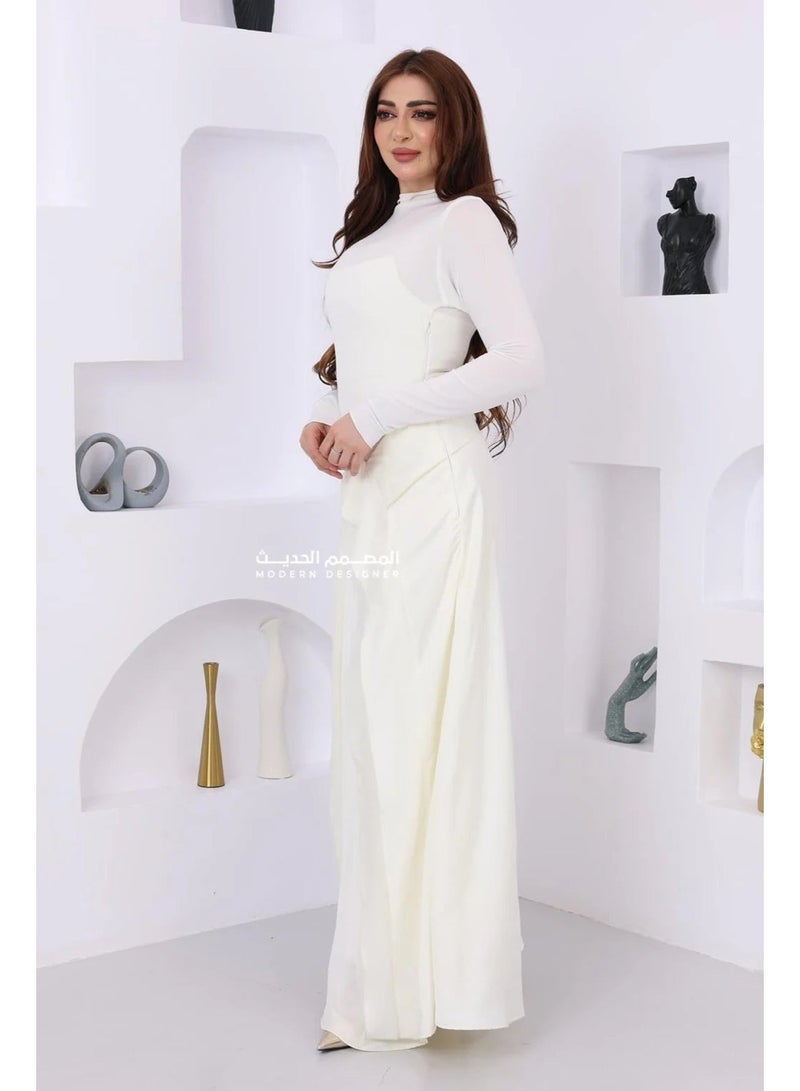 المصمم الحديث فستان ناعم عصري من الكريب استرتش فخامة وأناقة في كل مناسبة يجمع بين الأناقة والراحة، فهذا التصميم هو خيارك الأمثل من براند المصمم الحديث - Image 2