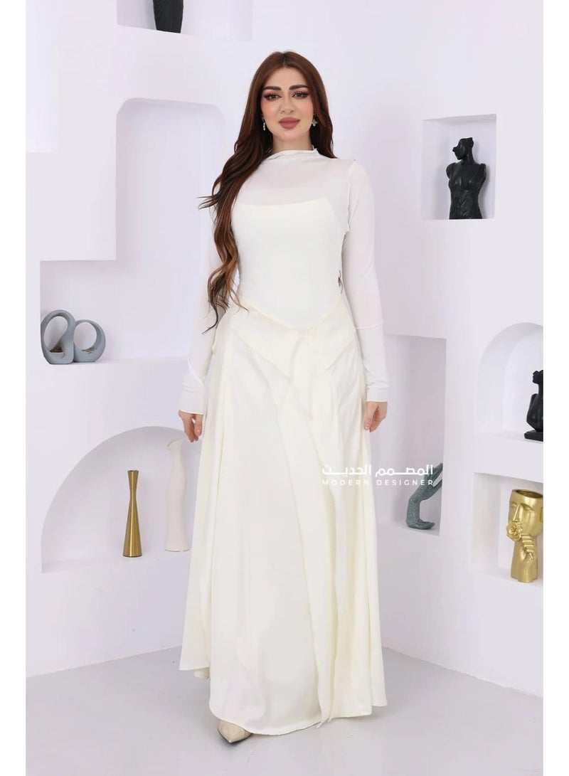 المصمم الحديث فستان ناعم عصري من الكريب استرتش فخامة وأناقة في كل مناسبة يجمع بين الأناقة والراحة، فهذا التصميم هو خيارك الأمثل من براند المصمم الحديث - Image 3
