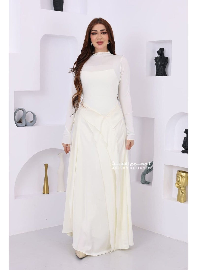 المصمم الحديث فستان ناعم عصري من الكريب استرتش فخامة وأناقة في كل مناسبة يجمع بين الأناقة والراحة، فهذا التصميم هو خيارك الأمثل من براند المصمم الحديث - Image 1