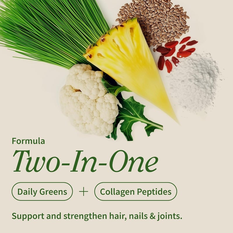 Snap Supplements Super Greens Powder with Collagen Peptides 26 Fruits and Vegetables Grass Fed NonGMO Daily Greens Superfood for Hair Skin Nails  Joint Support 30 Servings - Image 3