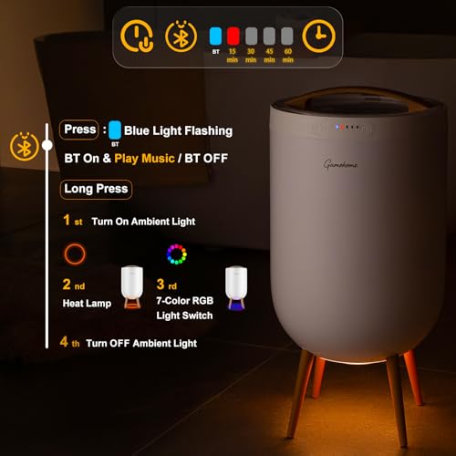 GAMOHOME Towel Warmer Luxury Heated Bucket – Bluetooth Speaker, Ambient Light & Auto Shut Off – Fits Two 40"x70" Towels, Bathrobes, Blankets – Great Gift Idea - Image 5