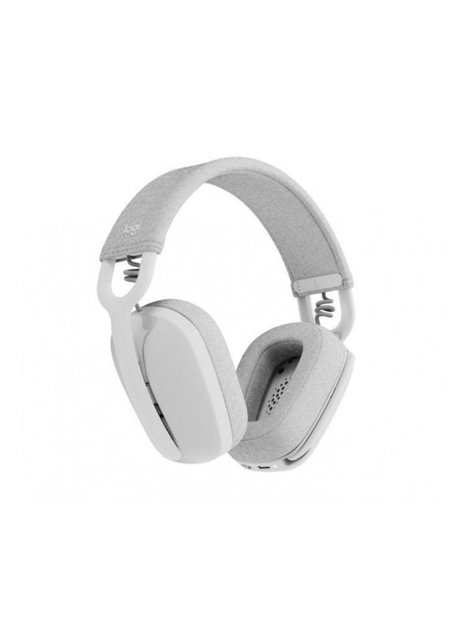 Logitech Zone Vibe 100 Wireless Headset, 40mm Audio Drivers, Bluetooth Connectivity, Up to 30m Range, Flip-to-Mute NC Mic, 20H Battery Life, Memory Foam & Fabric Cushioning, USB-C, 981-001219 Off-white - Image 2