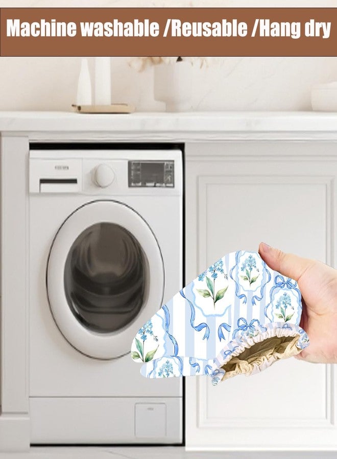 DHKG Bow Plastic Bag Holder, Wall Mount Grocery Bag Holder for Plastic Bags, Blue Stripes Reusable Grocery Bags Storage Dispenser for Home Kitchen Pantry Decor, Flower Gifts for Women Mom, 22.5x9 Inch - Image 4