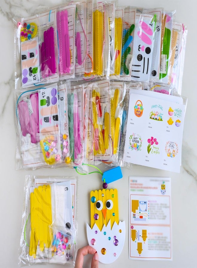 Winlyn 26 Sets Easter Craft Kits Spring Crafts DIY Craft Stick Easter Ornaments Decorations Art Sets Bunny Chick Lamb Flower Foam Stickers Arts and Crafts for Kids Classroom Activities Party Favors - Image 4