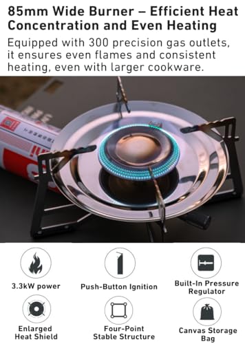 camping moon CAMPINGMOON Portable Butane Camping Stove Burner 3300w Gas Cartridge Cassette Canister Built-in Pressure Regulator Piezo Ignition XD-5F - Image 4