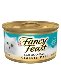 Fancy Feast Y Feast Seafood Feast Classic Grain Free Wet Cat Food Pate  (Pack Of 24) 3 Oz. Cans  - Image 1