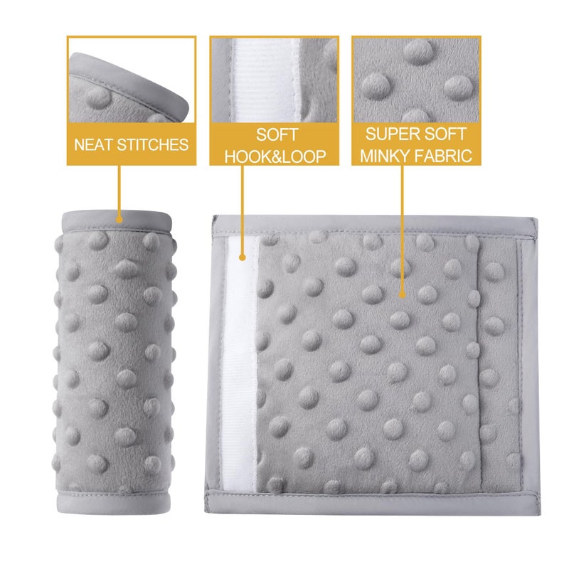 Pro Goleem Car Seat Strap Covers for Babies Soft Car Seat Strap Shoulder Pads for All Car Seats, Stroller, Pushcar, Gray - Image 4