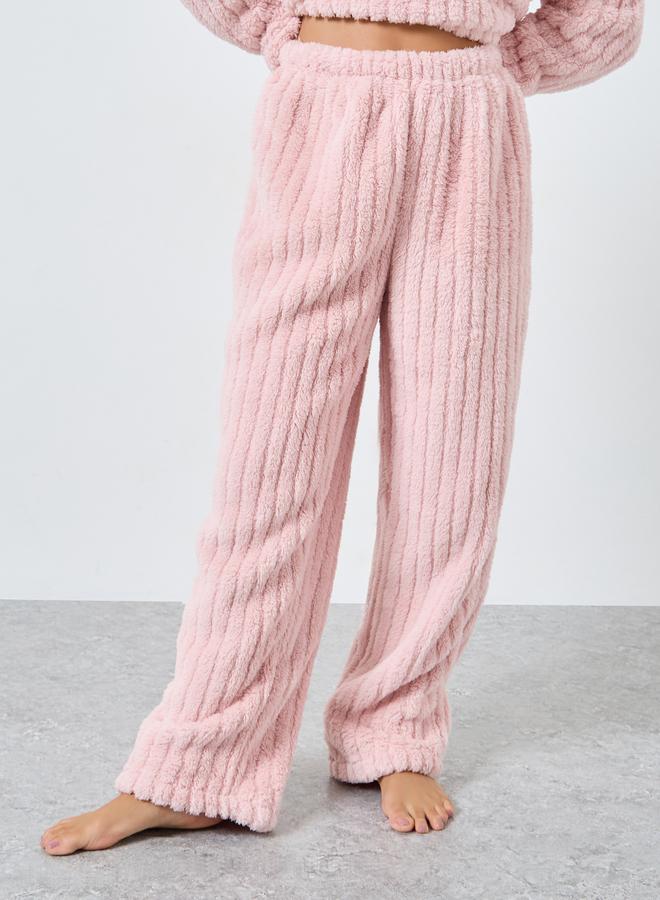 ستايلي طقم بيجاما من بنطال وبلوزة فليس بأكتاف منخفضة - Image 4