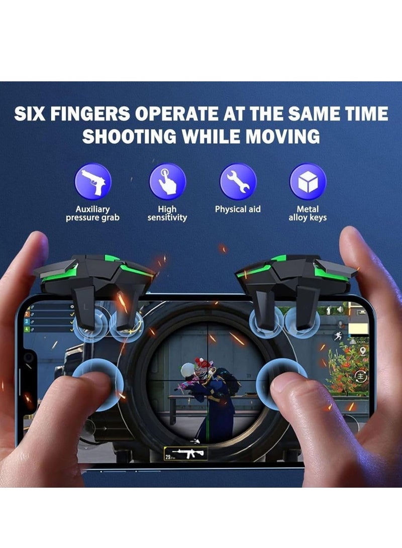 6 Trigger Mobile Controller Smart Phone Game Controller Gamepad Large Thickness 6 Fingers Sensitive Aim & Shoot Triggers Fit For Iphone Android Ipad For Office - Image 3