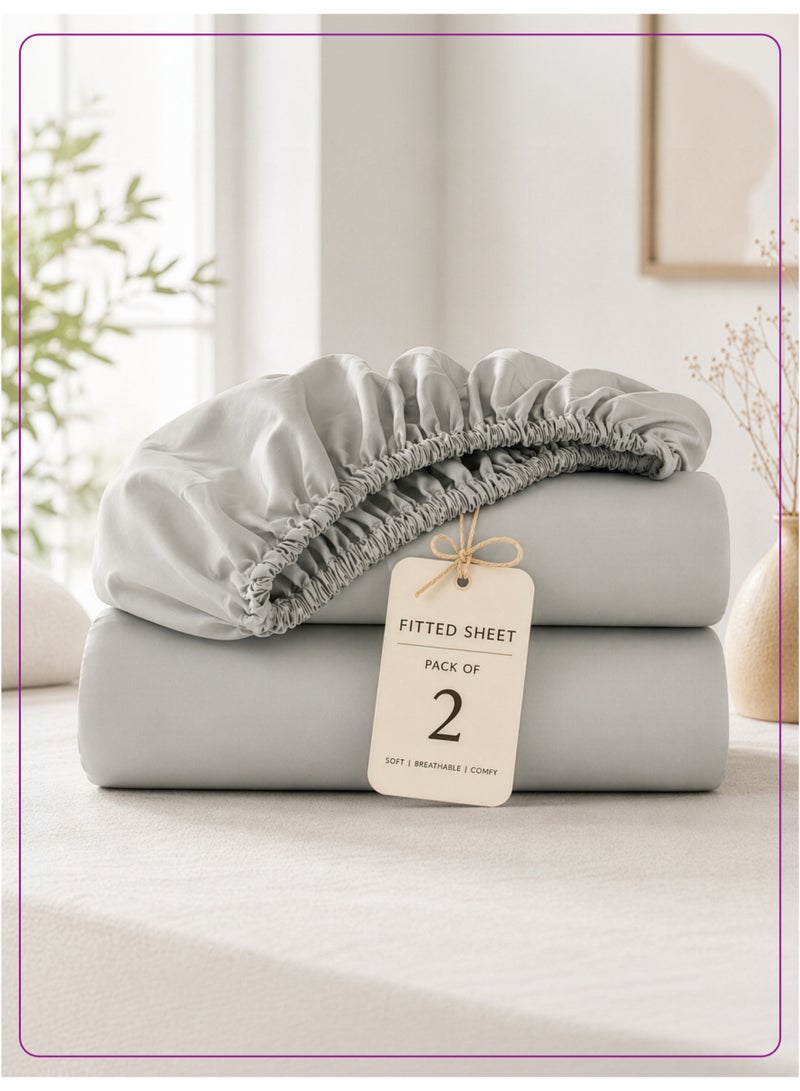 Donetella King Fitted Sheets 180x200 cm – Pack of 2 | OEKO-TEX Certified Brushed Microfiber | Deep Pocket with 360° All-Round Elastic | Ultra Soft, Wrinkle Resistant, Easy Care | Safe for Sensitive Skin - Image 1