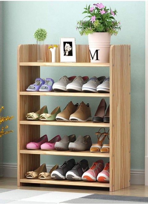 5 Layer Simple Wooden Living Room Porch Shoe Storage Rack Multilayer