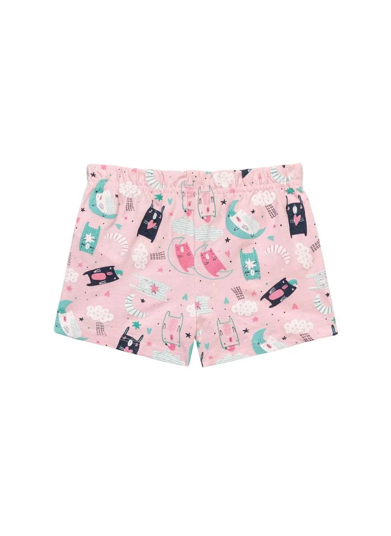 MINOTI Kids Girls' Pajama Set WIth Short Sleeve Top & Print Shorts