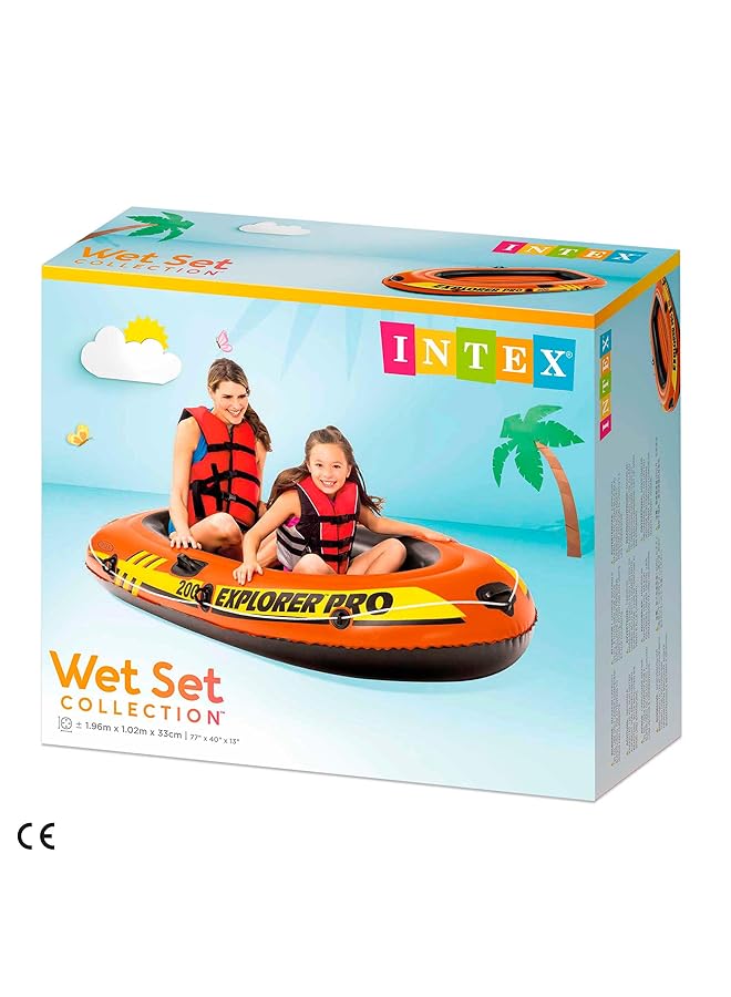 INTEX Explorer Pro Inflatable Boat Orange Two Person (196 X 102 X 33 Cm) 58356 - Image 5