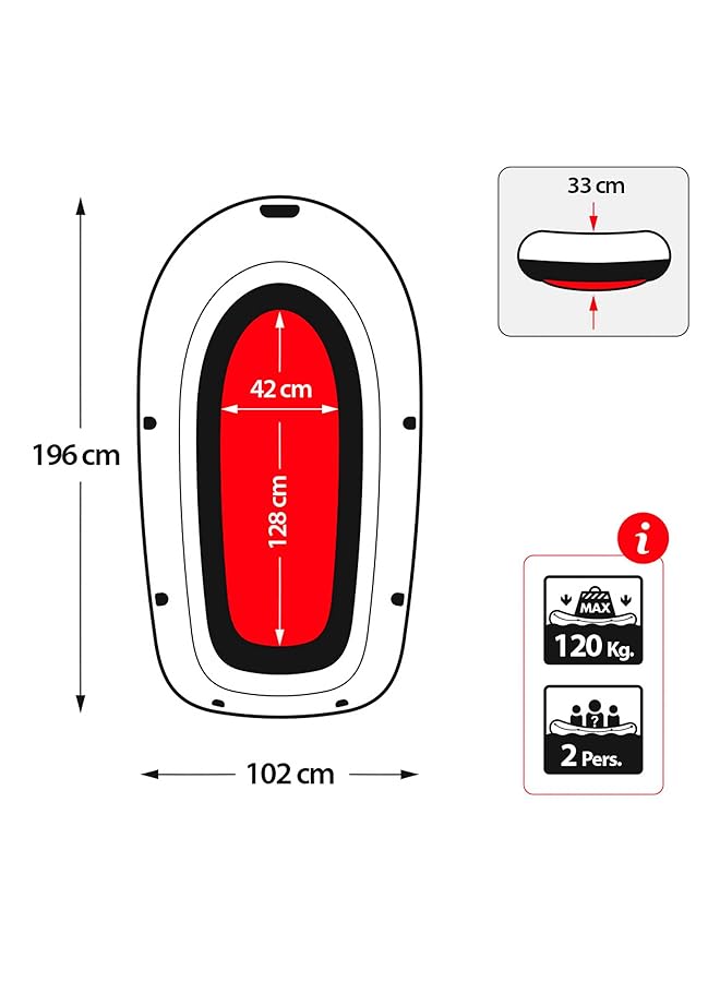 INTEX Explorer Pro Inflatable Boat Orange Two Person (196 X 102 X 33 Cm) 58356 - Image 4