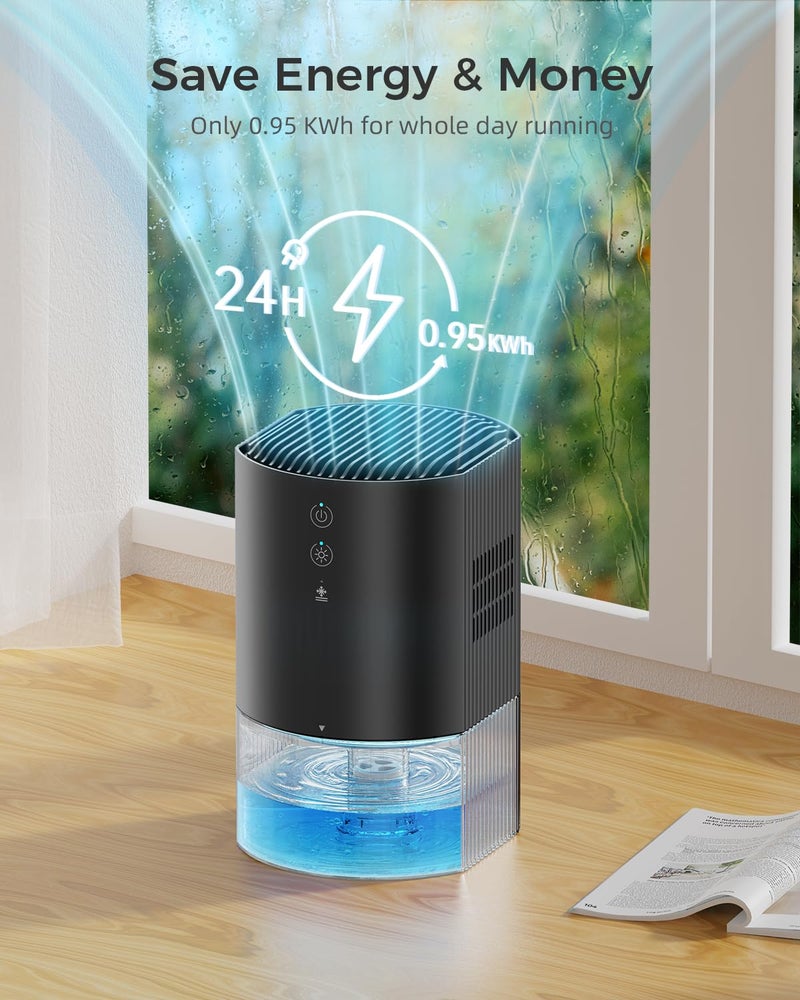 SANVINDER Small Dehumidifiers for Bathroom, Bedroom, Dorm Room, Home, RV, Closet, Wardrobe, Office, Portable Dehumidifier with Auto Shut Off, Auto Defrost, Colorful Light, Ultra Quiet, Energy Saving, 35 OZ - Image 4