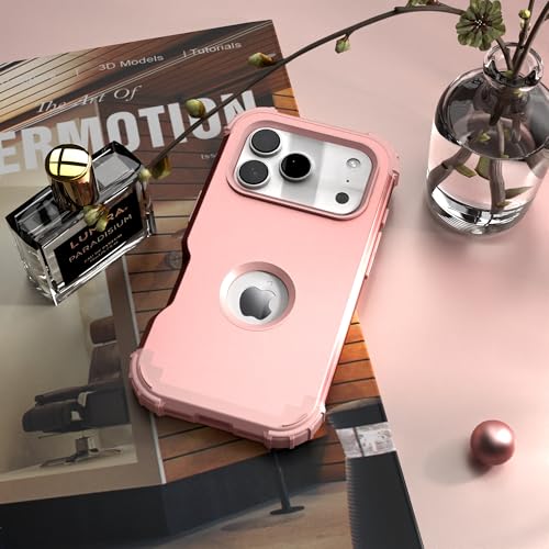 IDweel for iPhone 17 Pro Max Case with Screen Protector for Women, 3 in 1 Shockproof Slim Fit Hybrid Heavy Duty Hard PC Cover Soft Silicone Bumper Full Body Anti-Fingerprint Case, Rose Gold - Image 4