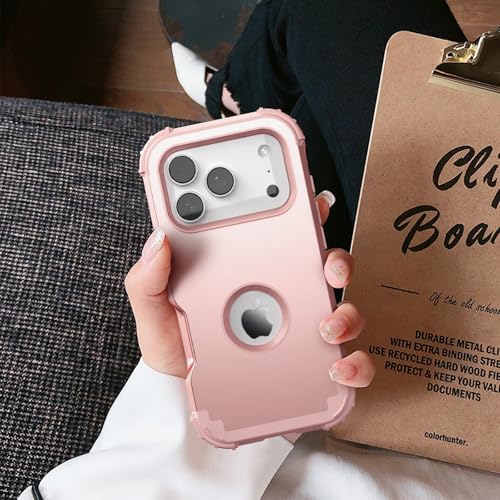 IDweel for iPhone 17 Pro Max Case with Screen Protector for Women, 3 in 1 Shockproof Slim Fit Hybrid Heavy Duty Hard PC Cover Soft Silicone Bumper Full Body Anti-Fingerprint Case, Rose Gold - Image 5