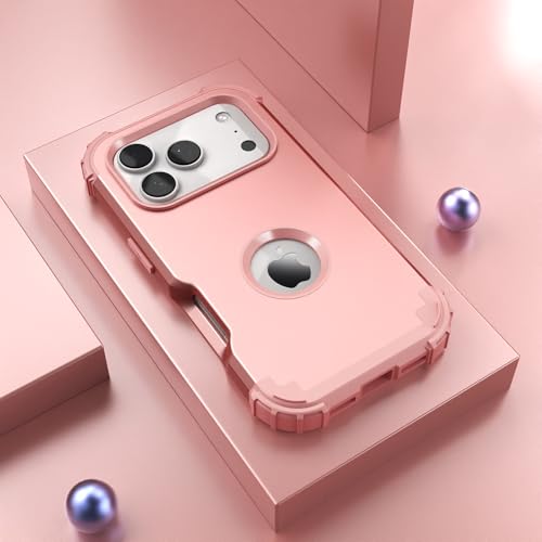 IDweel for iPhone 17 Pro Max Case with Screen Protector for Women, 3 in 1 Shockproof Slim Fit Hybrid Heavy Duty Hard PC Cover Soft Silicone Bumper Full Body Anti-Fingerprint Case, Rose Gold - Image 3