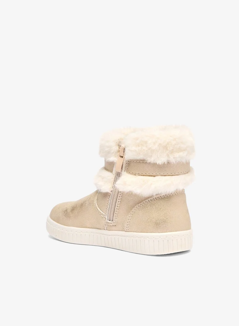 Flora Bella By Shoexpress Flora Bella Faux Fur Ankle Boots With Bow Detail And Zip Closure