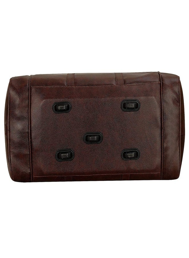 Leather World Duffle Bag 55 L Brown Vegan Leather Weekender Travel Luggage Bag with Detachable Shoulder Strap for Men & Women (Brown) - Image 4